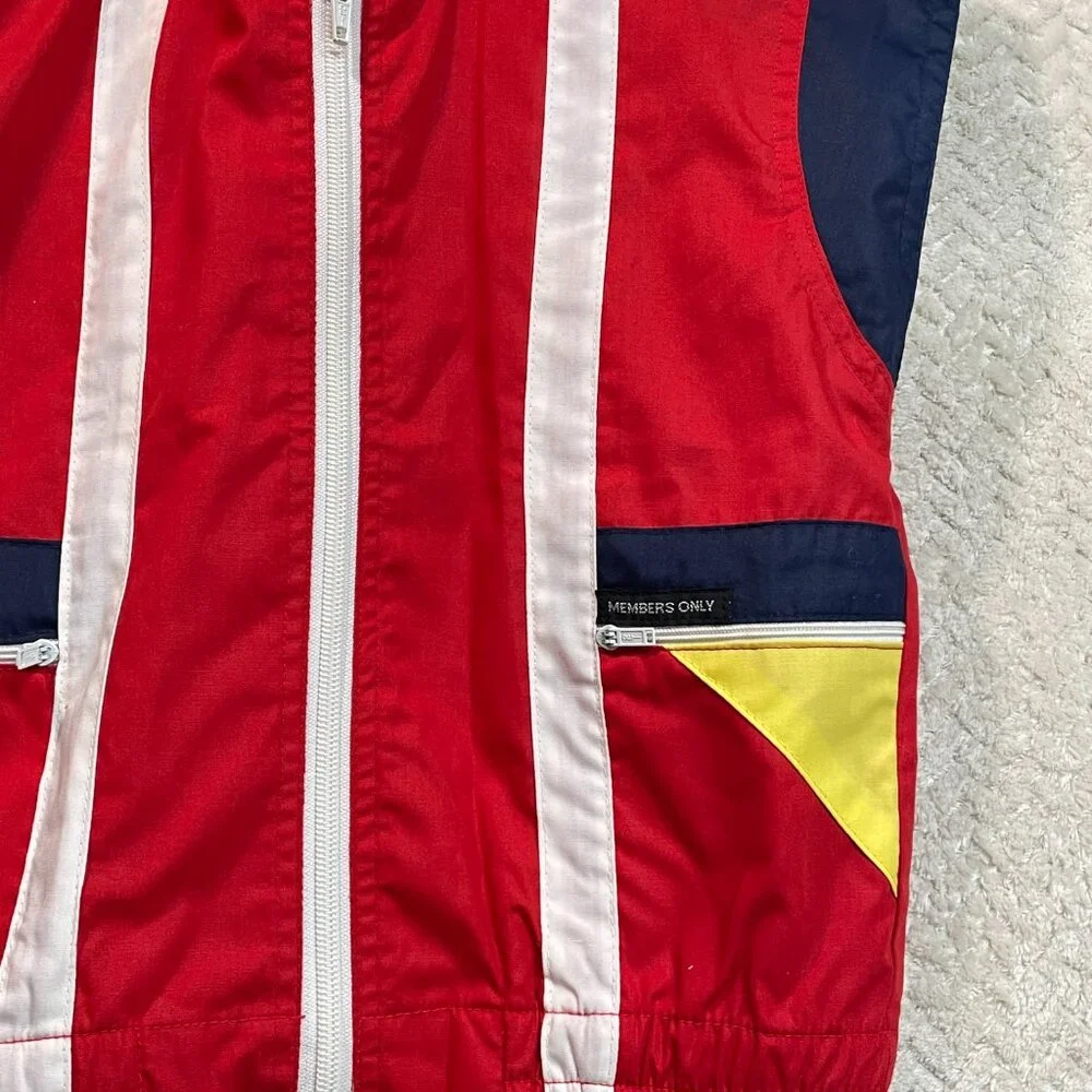 Vintage Members Only Red Kids Nautical Zip Up Vest Size Small Retro‎ Preppy